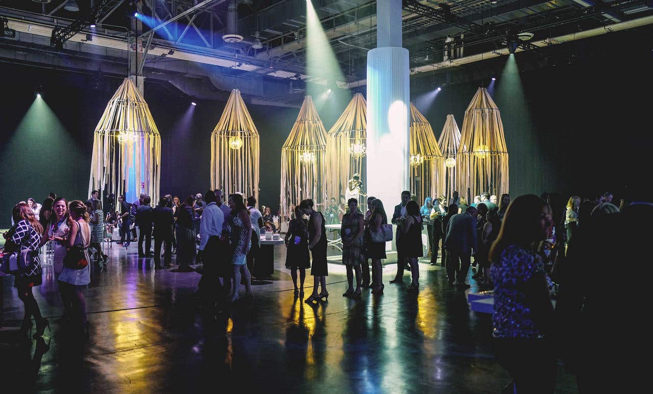 Interior of an expo hall at the Venetian Resort with an event going on. 